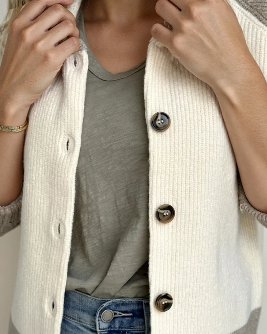 Wren Colorblock Button Front Casual Cardigan | Dropship
