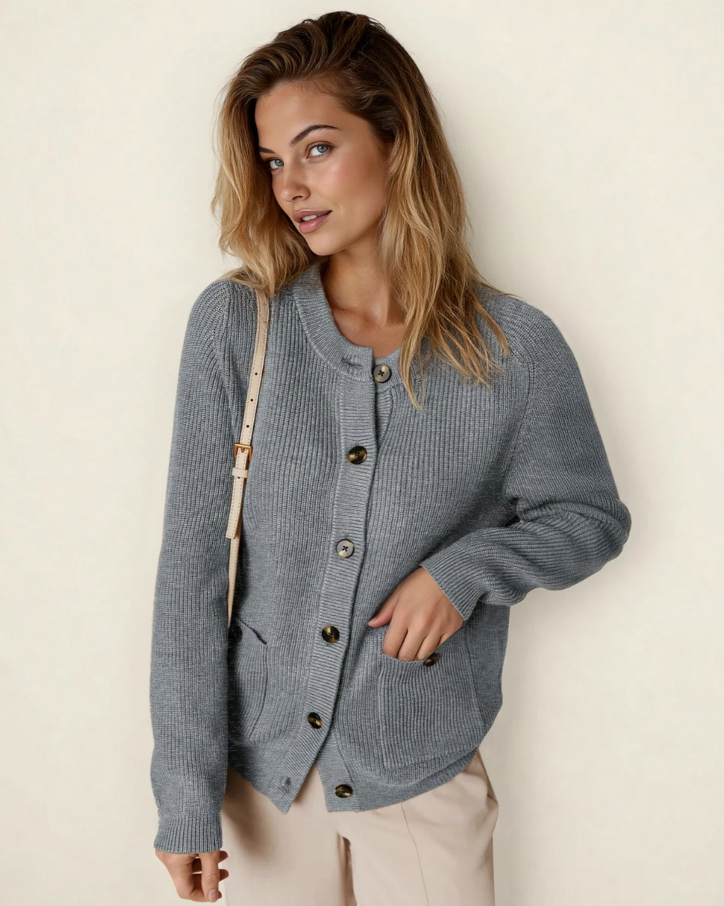 Quinn Chunky Buttoned Front Round Neck Cardigan Sweater | Dropship