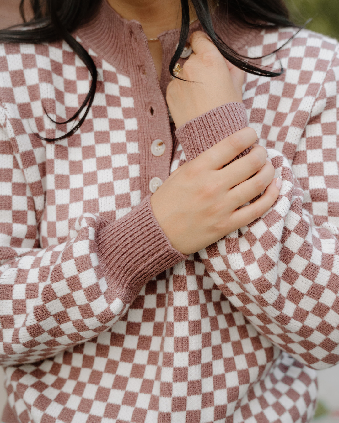 Arlo Checkered Sweater - Brown | Dropship