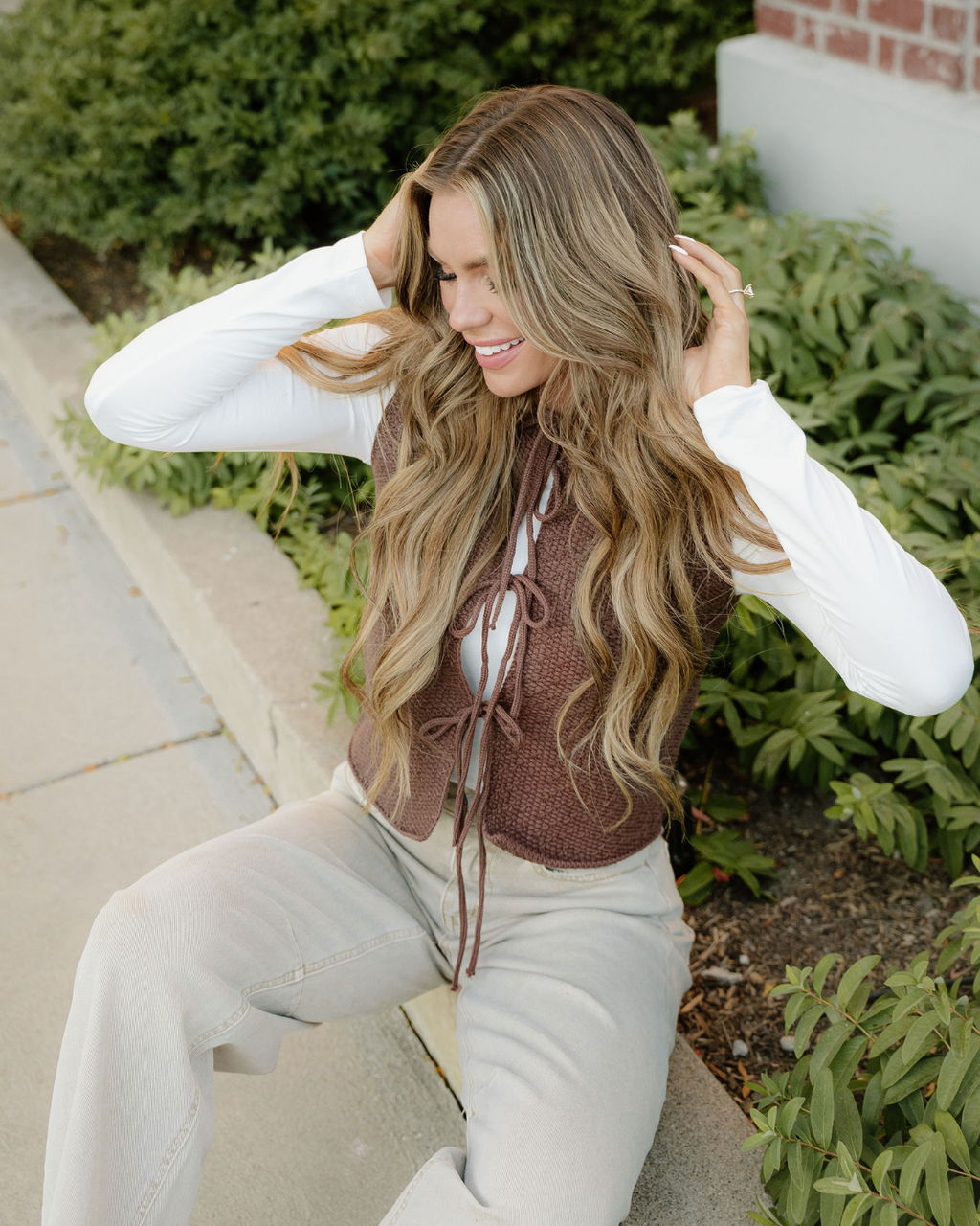 August Tie Up Vest - Brown