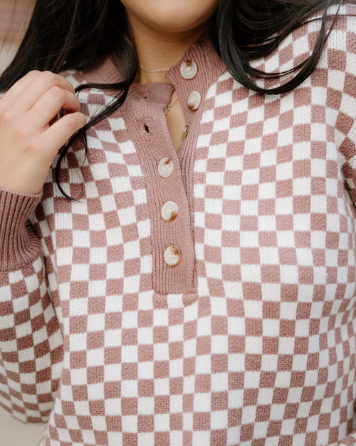 Arlo Checkered Sweater - Brown | Dropship
