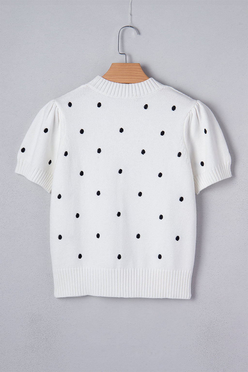 River Polka Dot Bubble Short Sleeve Sweater - White | Dropship