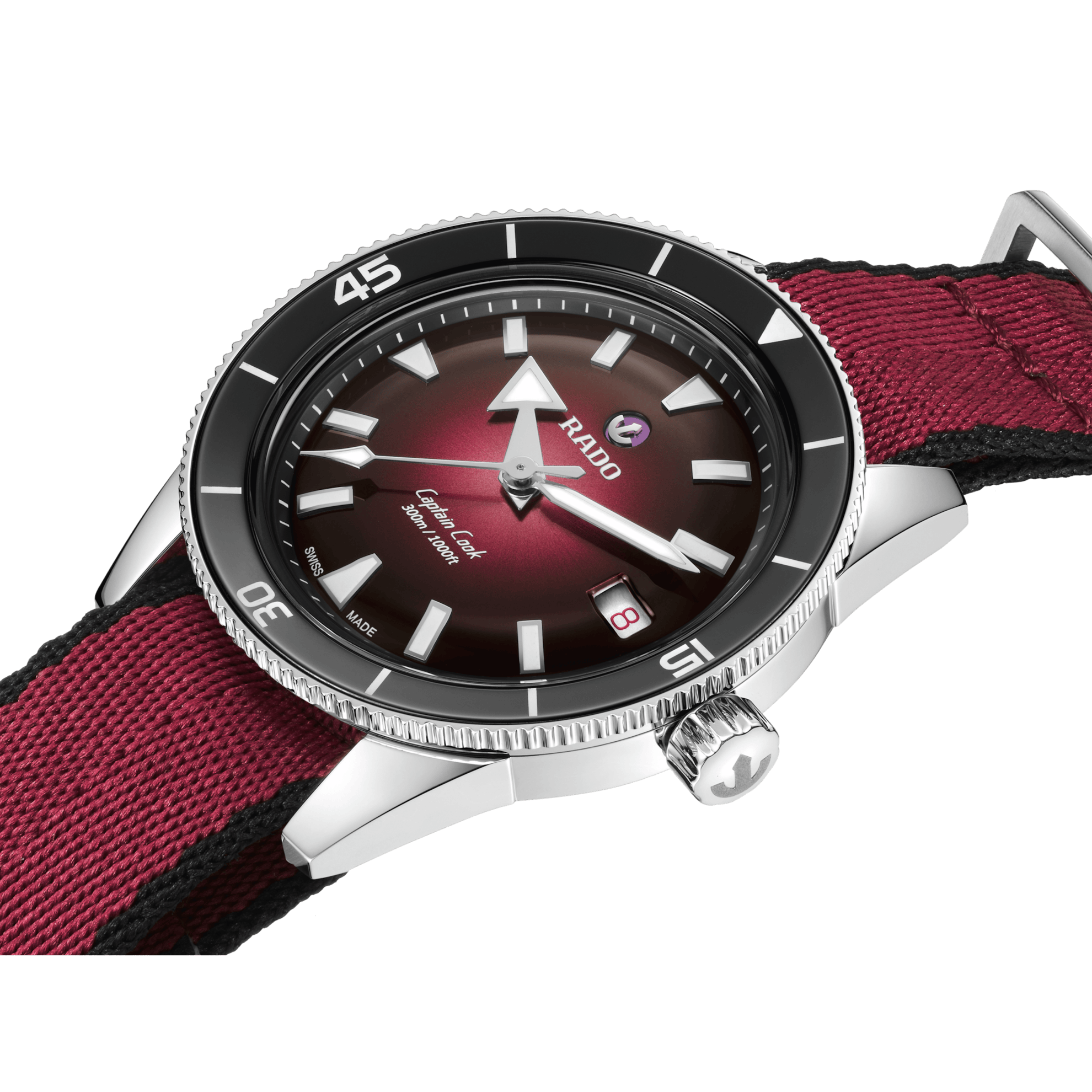 RADO Captain Cook Automatic 39mm Burgundy Dial Men's Watch R32223408