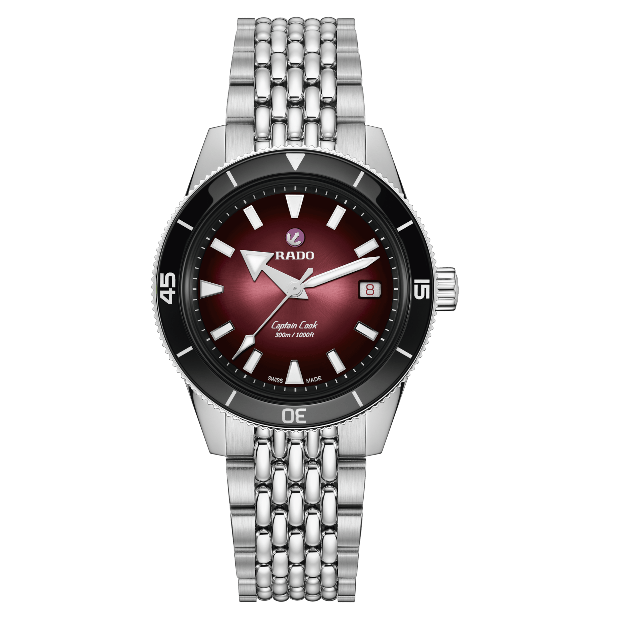 RADO Captain Cook Automatic 39mm Burgundy Dial Men's Watch R32223408
