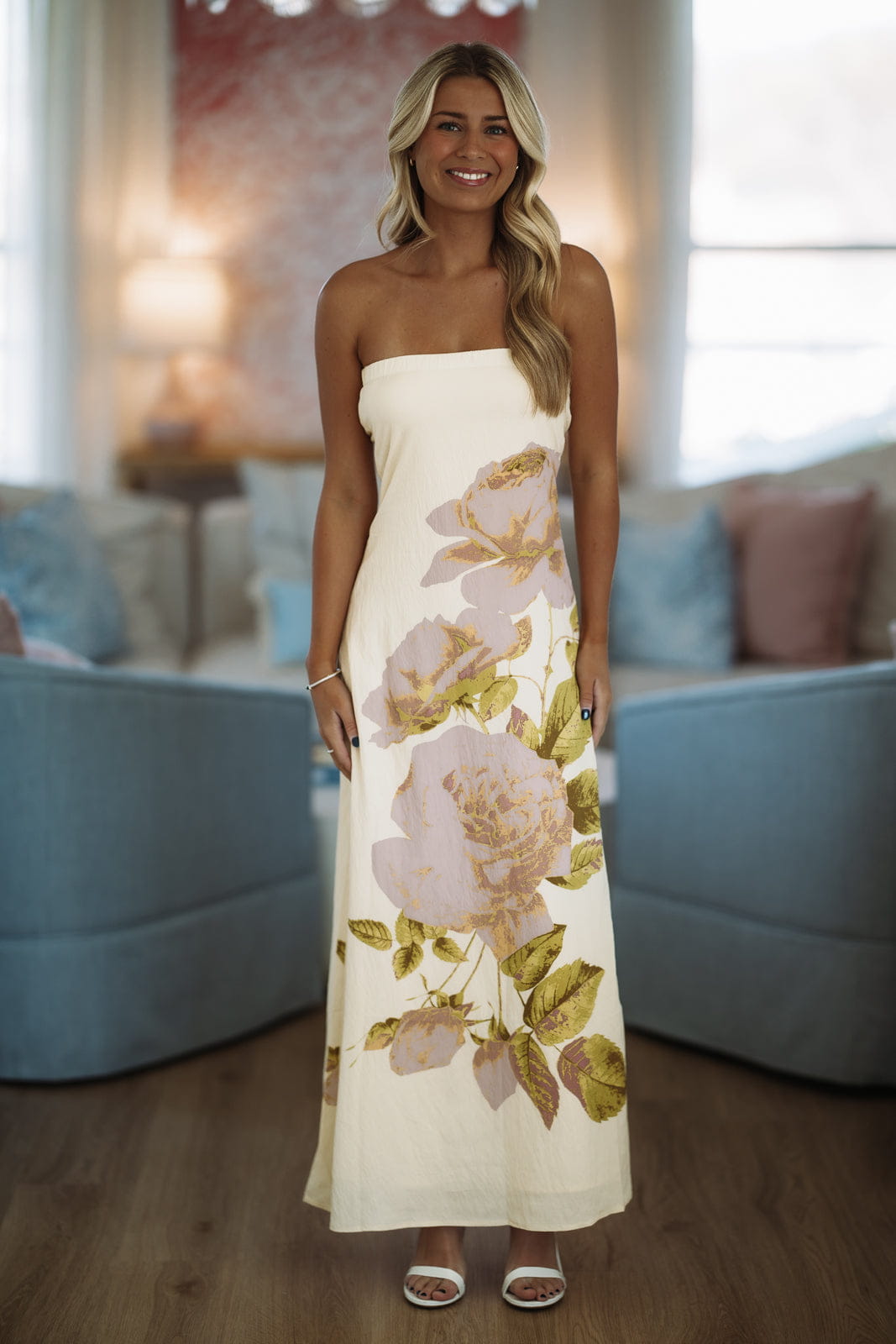Blow Kisses Maxi Dress - Butter Yellow, Lavender and Green