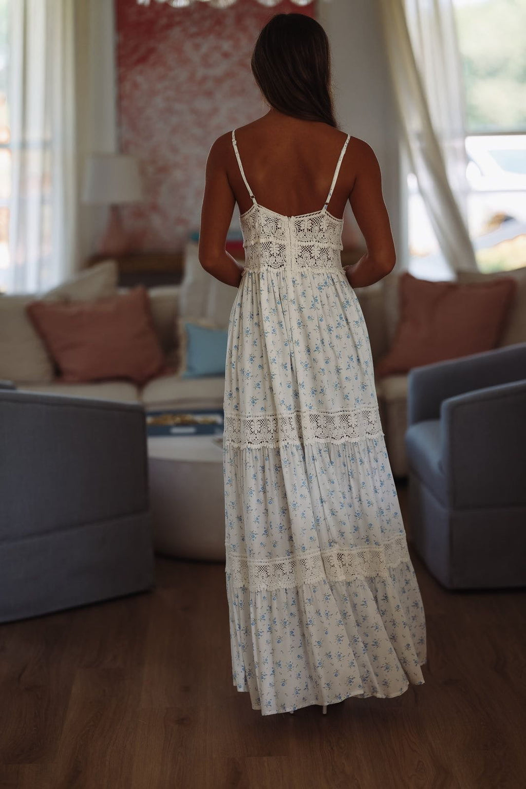 A Blue Moment Maxi Dress - White and Blue